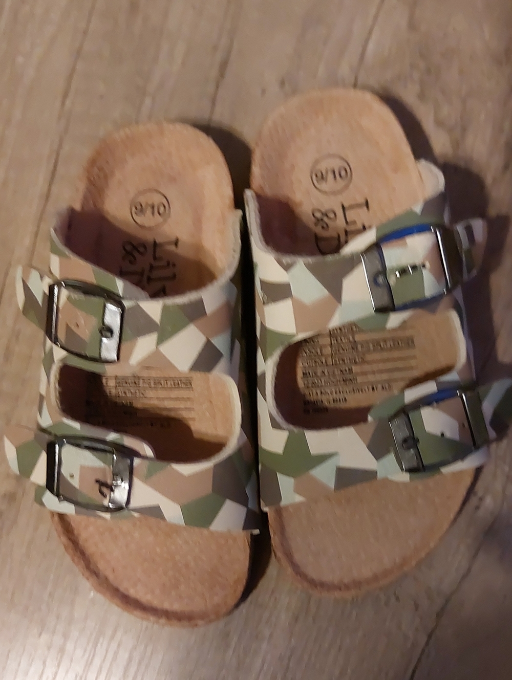 Kids Double-Buckle Sandals in Green Camo
